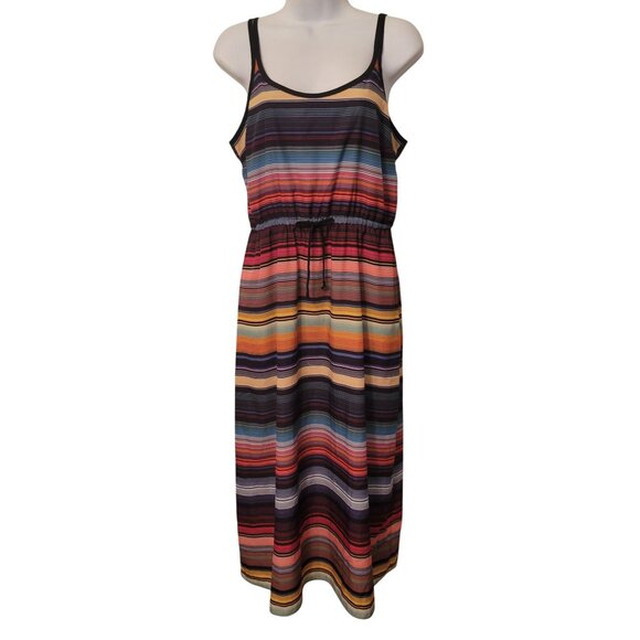 Athleta S Rainbow Stripe Maxi Dress Summer HAVANA SERAPE Cruise Vacation - Picture 2 of 10